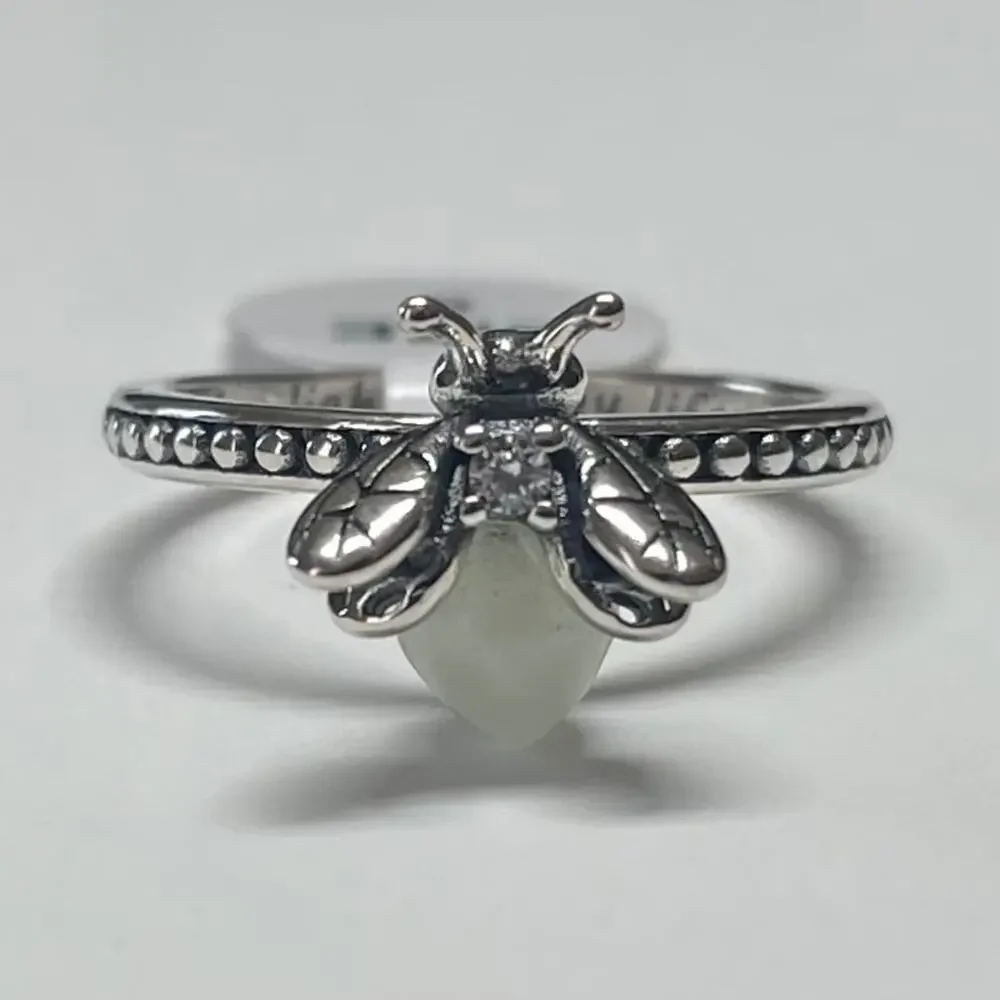 Glow In The Dark You Light Up My Life Stainless Steel Firefly Ring ~ Size 8